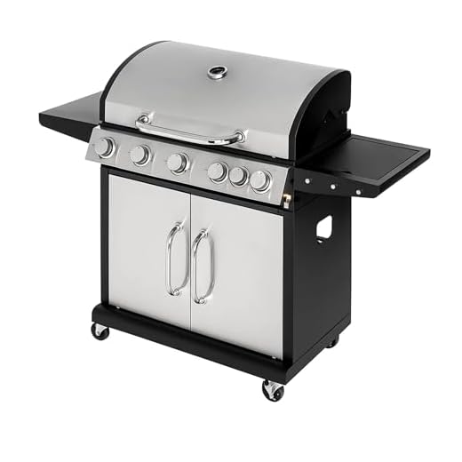 Woodland Grill 5 Burner Gas BBQ With 1 Side Burner – Cast Iron Cooking Grid, Stainless Steel Burners, Warming Rack & Storage Cabinet – Outdoor Garden Barbecue Grill - OC01BQ51005 [2025]