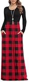 VIISHOW Women's Boutique Long Sleeve Simple Long Dresses with Pockets Loose Plain...
