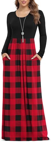 Image of VIISHOW Women's Long Sleeve Loose Plain Maxi Dresses Casual Long Dresses with Pockets