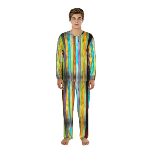 Ensemble de pyjama hommes manches longues en bois coloré doux et respirant S-3XL