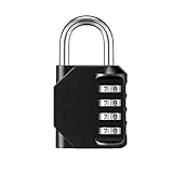 Padlock - 4 Digit Combination Lock for School Gym & Sports Locker, Home, Office, Travel, Bicycle, Toolbox, Luggage,Case, Hasp Cabinet & Storage, Fence by Wffdirect, 1 Pack (Black and Code Window)