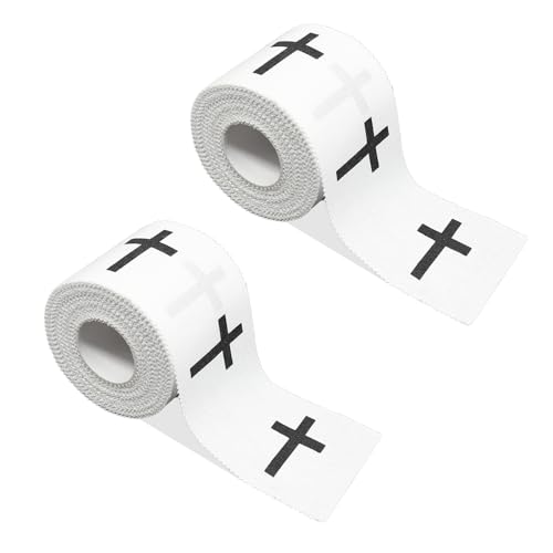 2Pcs Christian Athletic Tape 2IN X 23FT Cotton Zinc Oxied White Sports Tape for Sports Cross Athletic Wrist Tape for Gymnastics