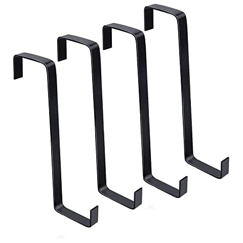 4 Pcs Over Door Hanger, Door Wreath Hanger, Door Hanger for Shoe Storage, Wide Door and Thin Door Door Hook, Solid Metal Door Hanger Can Hold 15kg (Black) Cover