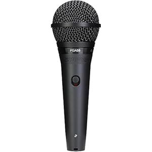 Shure PGA58 Dynamic Microphone – Handheld Mic for Vocals with Cardioid Pick-up Pattern, Discrete On/Off Switch, 3-pin XLR Connector, 15′ XLR-to-QTR Cable, Stand Adapter and Zipper Pouch (PGA58-QTR)