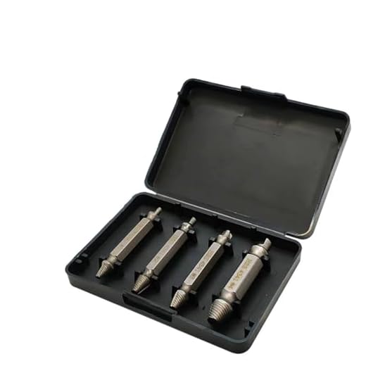 Damaged Screw Extractor Set Easy Out Bolt Extractor Set Drill Bit Tools for Removing Rusty Broken Hardware, Spiral Screw Extractor for Stripped Screws Nuts & Bolts-4PC Natural Color