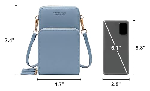 Image of myfriday Small Cell Phone Crossbody Bag, Multi-pocket & 6 Card Slots | 6 card slots, multi-pocket zipper layout and soft synthetic leather keep phone, lipstick, coins and keys ready outdoors