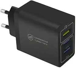 Gshield Carregador de Parede Universal Turbo Triplo 3 Portas USB A, Potência de até 18W Fast Charge e Qualcomm 3.0 (Preto)