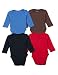 Leveret Long Sleeve 4-pack Solid Baby Boys Bodysuit 100% Cotton (Size 0-24 M) (6-12 Months, Multi)