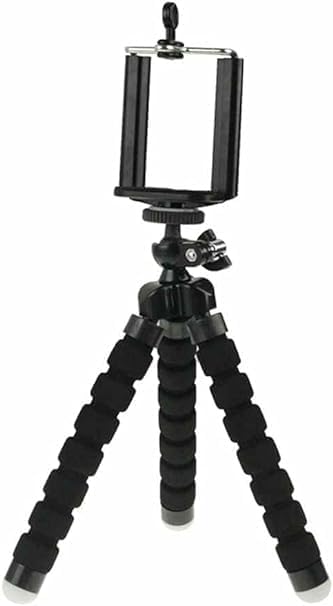 Portable Adjustable Tripod Stand with Flexible Octopus Legs and Phone Mount, Black - Universal