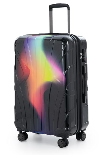 suitline - Maleta de tamaño Mediano de 66 cm con Pliegue Extensible, Equipaje facturable, Maleta de Viaje de facturación, 4 Ruedas Dobles, Capacidad de 68 L, TSA, Carcasa rígida Brillante, Rojo neón