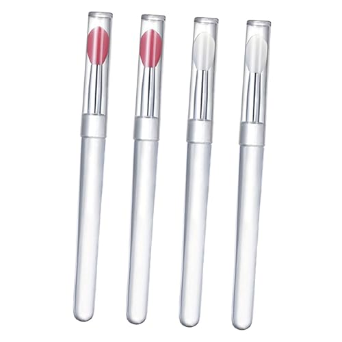 NULYLU Convenient Lip Brush Set 4 Pcs Silicone Lip Applicators Reusable Non-scratch Easy to Clean for Daily Lipstick Application