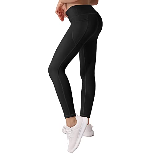 Girls' Athletic Dance Leggings with Side Pockets - Kids Active Tights for Yoga Running Workout Activitie (Pack of 4)3