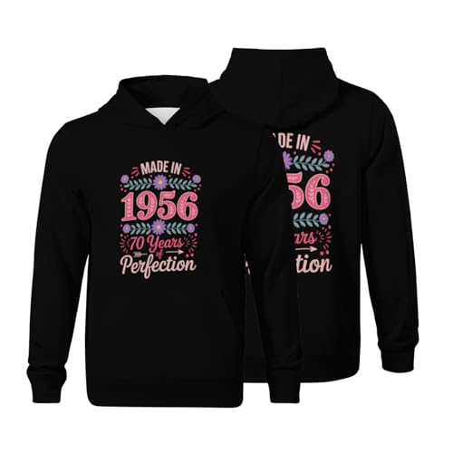 Kids Made in 1956 70 Years of Perfection - 70th Birthday Boys Girls Lightweight Kangaroo Pocket Fleece Hoodies