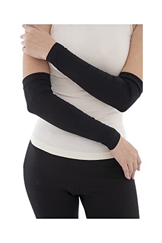 Carina Womens Plain Sleeves Arm Warmers, Black, One Size- Loose Fit