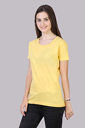 Image of FLEXIMAA Women's Cotton Plain Round Neck Half Sleeve T-Shirt