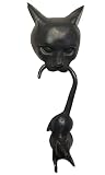 Anatolica Cat and Mouse Door Knocker,Solid Brass,8.3 inches,Front Door Ornament,Black Oxide