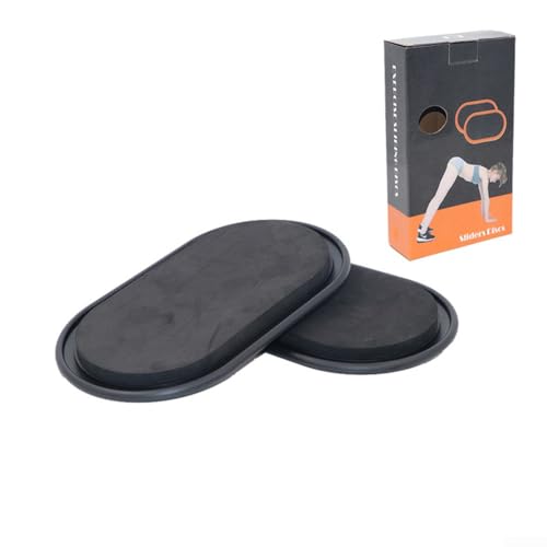 Pilates Core Slider Juego de 2 para acondicionamiento de cuerpo completo con diseño dual adecuado para múltiples tipos de suelo (negro)