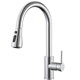 CECIPA Rubinetto Lavello Cucina con Doccetta, Miscelatore Cucina Estraibile di 40CM con 2 Modalità, Rubinetto in Acciaio Inox, Miscelatore Girevole a 360°, Cromato