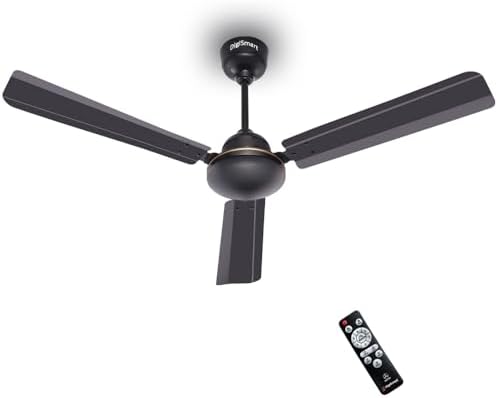DIGISMART Storm 1200 MM BLDC Ceiling Fan with Remote, 28W Energy Efficient, 225 CMM Air Delivery, 65% Power Saving, Low Noise, Reverse Mode, Smart Memory, 3 Blade, 5 Year Warranty, Smoke Brown
