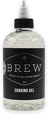 Beard Shave Gel by BREW Grooming - Clear Gel for Perfect Edging & Smooth Shaving - Made With Hops, Barley, Yeast Oil - Reduces Razor Irritation, Cuts & Nicks - Moisturizes, Cleans, Softens - 8 fl oz