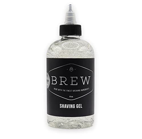 Beard Shave Gel By Brew Grooming - Clear Gel For Perfect Edging & Smooth Shaving - Made With Hops, Barley, Yeast Oil - Reduces Razor Irritation, Cuts & Nicks - Moisturizes, Cleans, Softens - 8 Fl Oz #TOP20