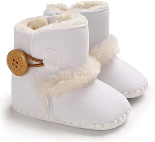 Jonbaem Baby Winter Buttons Snow Boots Warm Shoes Anti-Skid Plush Ankle Booties Newborn Infant Crib