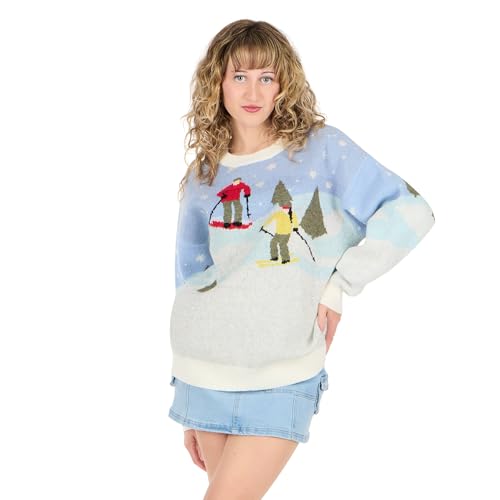 Forever 21 Womens Ski Date Mossy Intarsia Sweater Blue Small