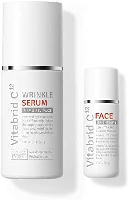 Vitabrid C¹² Wrinkle Serum Professional Helps Reduce Fine Lines & Wrinkles, Delivers 12-hour Active Vitamin C & Proprietary Peptides to Skin with Secret Code P-151, Shea Butter, Niacinamide, Allantoin