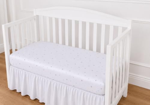 Image of American Baby Company Cotton Fitted Crib Sheet 52x28 inch, Blue Stars and Moons | 100% Natural Cotton Crib and Toddler Bed Sheets, Soft, Breathable & Hypoallergenic, Gentle on Skin, Neutral for Boys & Girls