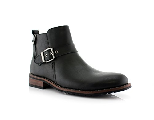 Ferro Aldo Mens Casual Mens Casual Engineer Zipper and Buckle Motorcycle Boots