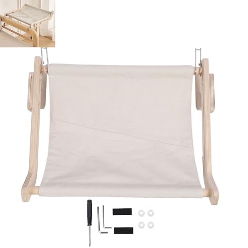 Cat Sill Window Perch, Wall Mount Bedside Cat Hammock for Side of Bed, Wood Frame Cat Bed Shelf for Bedside Drawer Cabinet (BeufeepfFp-11)