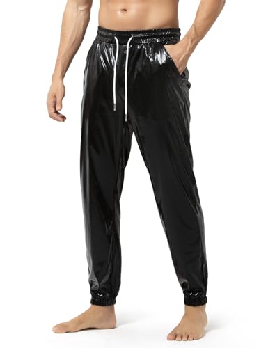 Pantalon disco homme Casey Kevin argenté et brillant pour soirée costume