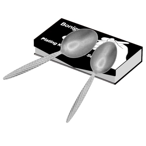 Bonigour Chef Kunz - Juego profesional de cucharas de acero inoxidable 18/10 para untar, chapar, quenelle, servir, salsas, herramientas culinarias de chapado con agarre antideslizante (plateado)