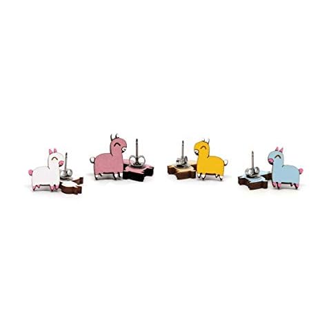 Unpossible Cuts Llama Earrings (White) | Handpainted Laser Cut Wood Earings from Handmade in The USA Cover