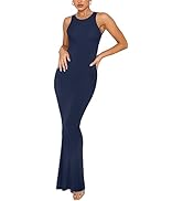 REORIA Women's Basic Summer Sexy Lounge Tank Long Dress Elegant Sleeveless Halter Neck Bodycon Ma...