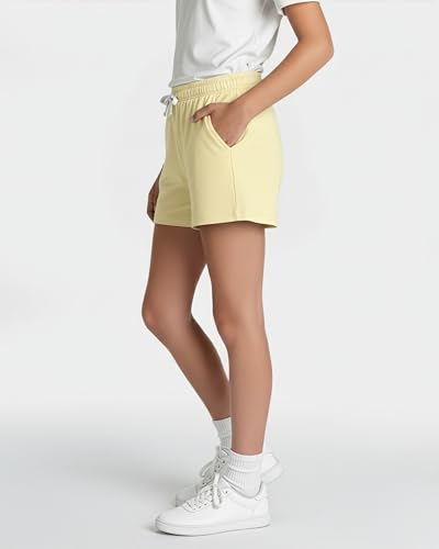 Image of Real Essentials 4 Pack: Girls French Terry Lounge Shorts - Ultra Soft Pull-On Gym, Camp, Sports & Everyday Shorts