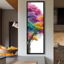Art abstrait moderne tableau long et étroit pour mur contemporain 55x110cm