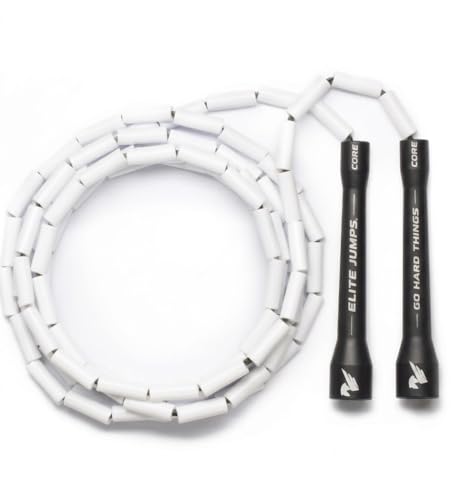 Elite Jumps - Do Hard Things 1” Beaded Jump Ropes - Strong & Durable Materials - Resize & Adjust - Fitness & Cardio Training - Improve Rhythm, Speed, Agility - Black/White