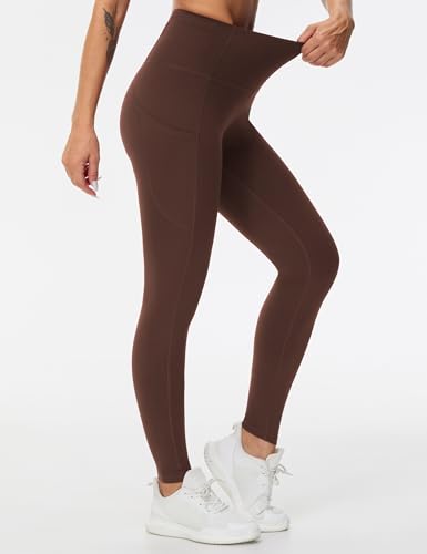 Image of THE GYM PEOPLE Thick High Waist Yoga Pants with Pockets, Tummy Control Workout Running Yoga Leggings for Women