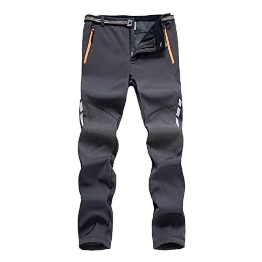 Men's Waterproof Walking Trousers - Zip Off Convertible Hiking Climbing Pants, Winter Warm Fleece Insulated Golf Pants, Outdoor Sports Weatherproof Trousers With Zip Pockets, Dark Gray, L