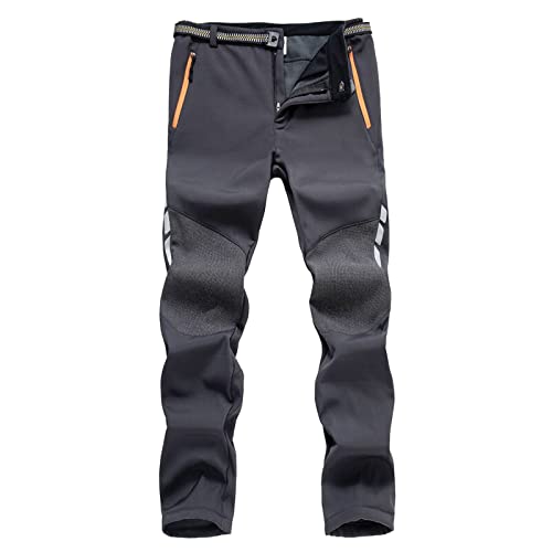 Pantalones de trabajo para hombre, elásticos, para exterior, forro polar, para fitness, colores forrados, cálidos, pantalones de trekking, softshell, resistentes al viento, pantalones con bolsillos,