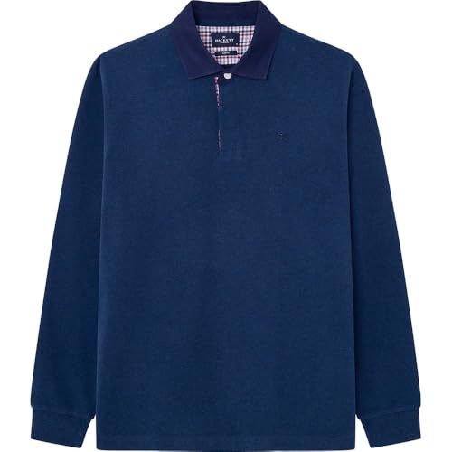 Hackett London Men's WVN Trim Rugby Polo, Blue (Ink Blue), M