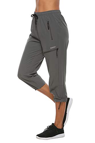 MOCOLY Women's Hiking Capris Convertible Pants Outdoor Camping Lightweight Quick Dry Water Resistant