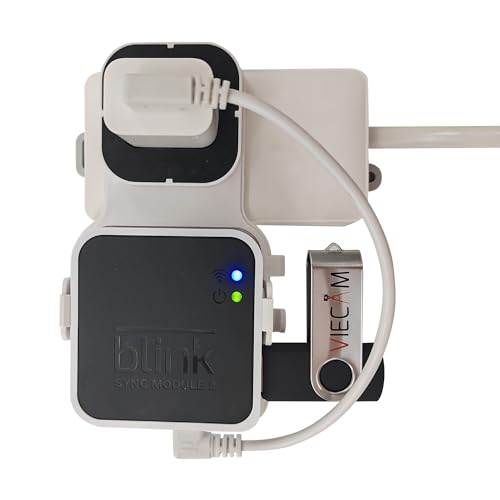 VIECAM 128GB USB Flash Drive and Outlet Wall Mount for Blink Sync Module 2: Space-Saving and Easy-Move Mount Bracket Holder for Blink Outdoor Indoor Security Camera (Blink Sync Module 2 NOT Included)