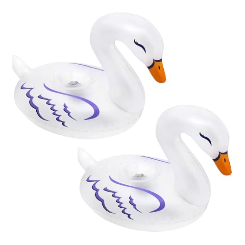 Banzai Lumi Bright Party Swans Floating Pool Lanterns, Outdoor Inflatable Swan LED-Light Float Set, Pack of 2