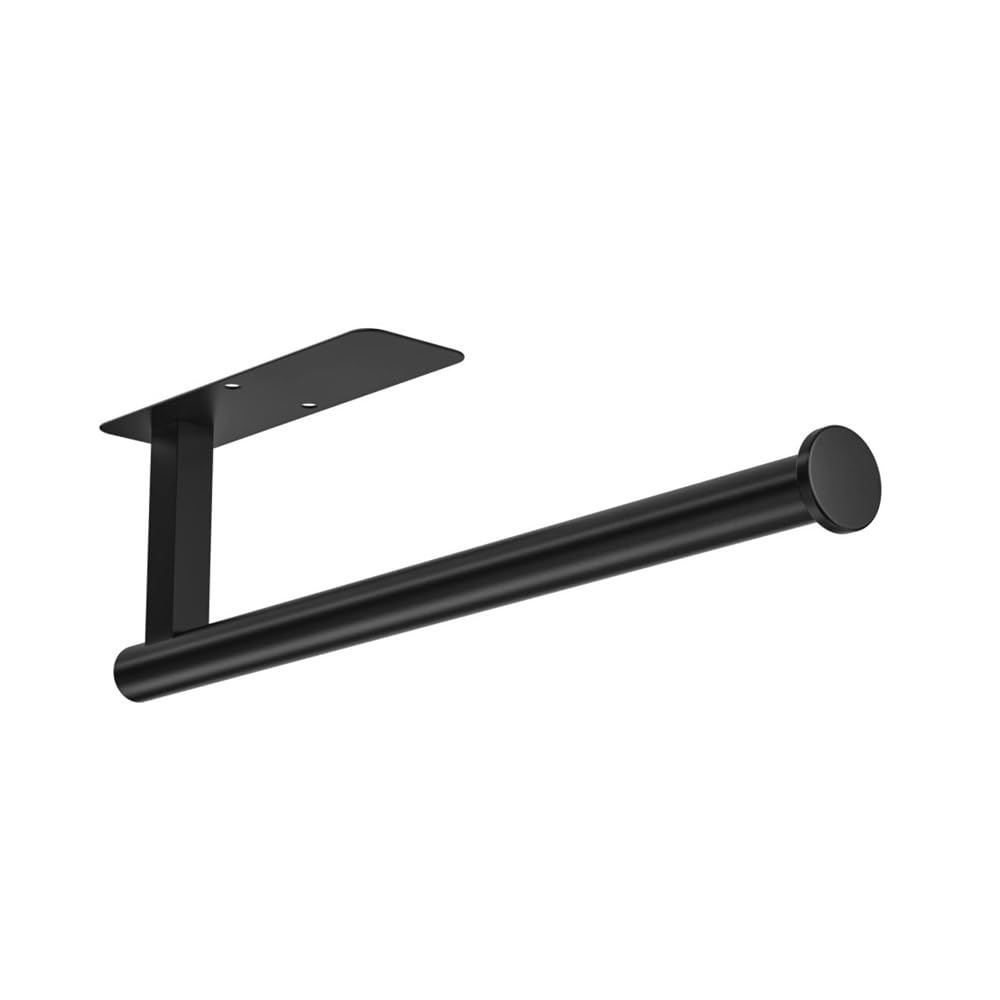 PaperTowel Holder, No Drill Adhesive Paper Towel Holder, 12" Under Cabinet Stainless Steel(Black)