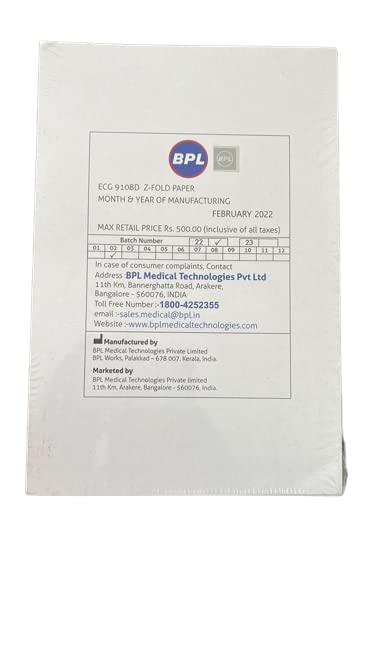 BPL ECG 9108D Z -FOLD PAPER Original | ECG Z-Fold Thermal Paper Sheet | Perfect Trace Quality every time (B0B5GT9PTW) Amazon Price History, Amazon Price Tracker