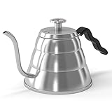 Gooseneck Kettle - Coffee Gator Pour Over Kettle - Precision-Flow Spout and Thermometer - Barista-Standard Hand Drip Tea and Coffee Kettle for Induction and all Stovetops - 34oz
