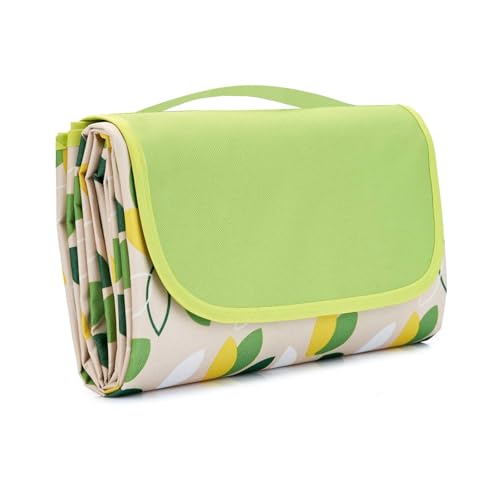 Newthinking Picnic Blanket with Carrying Handle 200x150CM, Waterproof and Sand Proof Outdoor Beach Blanket, Machine Washable Picnic Mat Camping Accessories (Green, 150x200cm)