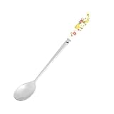  Ruilogod Poignée en porcelaine en acier inoxydable Poignée de conception florale colorée Spoon 7.1\